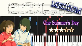 Spirited Away - One Summer's Day - Medium Piano Tutorial + Sheets / Studio Ghibli