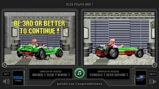 Sega Power Drift (Arcade vs Sega Saturn) Side by Side Comparison | VCDECIDE