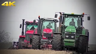 Тракторы Кировец К-744Р3, Massey Ferguson 8737 и John Deere 8430 в одной борозде - вспашка 2019