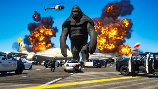 GTA 5 - King Kong Attack Airport | King kong vs police | King kong fight #101