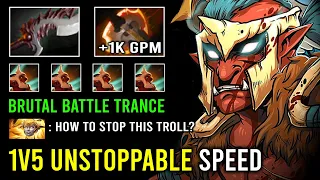 1v5 Unstoppable Battle Trance 100% Bash Lock Max Speed 1K GPM Troll Warlord Dota 2