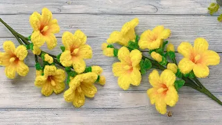How to Make Beautiful flowers with Pipe Cleaner - Yellow Elder Flowers Pipe Cleaner - Chenille Wire