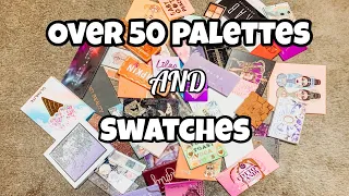 EYESHADOW PALETTE DECLUTTER| 50+ Palettes Swatched| #declutter  #swatches