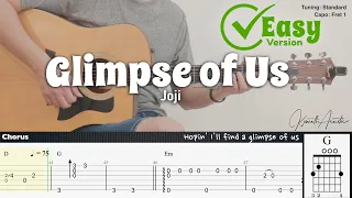 Glimpse of Us (Easy Version) - Joji | Fingerstyle Guitar | TAB + Chords + Lyrics