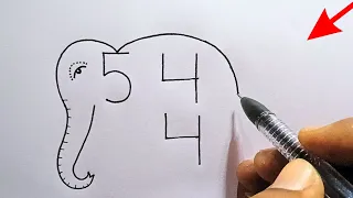 Elephant Drawing Easy With Number 544 | Elephant Drawing Online Video Step By Step | Elephant Art