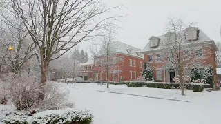 Relaxing Snowfall Walk in Quiet Neighborhood of Toronto GTA - Old Richmond Hills Homes