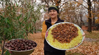 Azerbaijan's special chestnut rice recipe! - How to cook chestnut rice in the village?