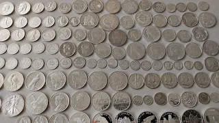 Серебряные монеты, собраные за два года.