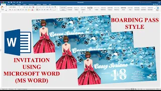 LIGHT BLUE W/ DIAMOND BOARDING/TRAVEL PASS | How to make DEBUT INVITATION in MS Word | Cassy Soriano