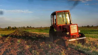 Т-25 1989 року із саморобним плугом на оранці!