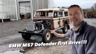 Land Rover Defender with BMW M57 engine first drive !!