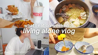 living alone daily vlog: what I eat, realistic healthy and comfort food 🍽 back to online school