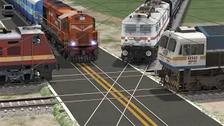 Four Trains Crossing Each other at Diamond Crossing in Train Simulator 2022 #railroad