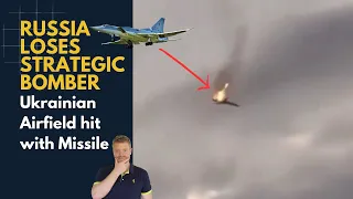 Russian Bomber Going Down in Flames; Ukrainian Airfield hit with Cluster Munitions