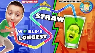 LAZY KID BUILDS WORLD'S LARGEST DRINKING STRAW! No Exercise 4 Us! FUNnel Vision Project Vlog