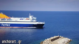 ⚓BLUE STAR CHIOS  - Προσέγγιση στο λιμάνι Μύρινας  |   anchorart.gr