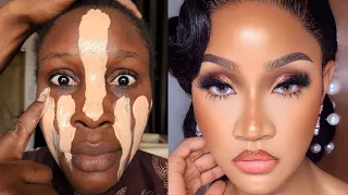 VIRAL 👉 BOMB 💣😱 NIGERIAN BRIDAL MAKEUP AND GELE TRANSFORMATION | MAKEUP TUTORIAL ✂️💉💉🔥🔥😱