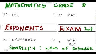 Mathematics Grade 8 Exponents Exam 1 Term 2 @mathszoneafricanmotives