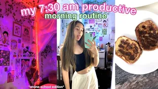 my 7:30am online school morning routine! *productive af*