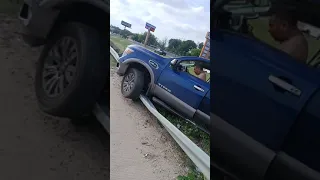 Car Gets Stuck on Road's Side Railing After Accident - 1499053