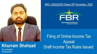 Filing of Income Tax Appeals Electronically draft rules issued | SRO. 1262(I)/2020 | FBR | Tax