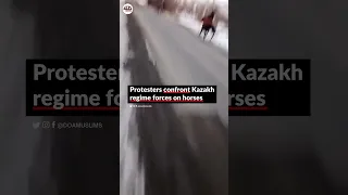 Protesters Confront Kazakh Regime Forces on Horses | #Shorts