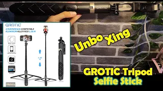 Unboxing GROTIC Tripod 156cm Bluetooth Remote Baut 1/4 Tongsis Selfie Stick Holder Q16