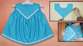 Baby Girls V Shape Yoke Frock Cutting And Stitching || Frock For Girls || Stylish Baby Top