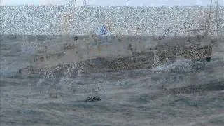 Тонущая шхуна в Охотском море