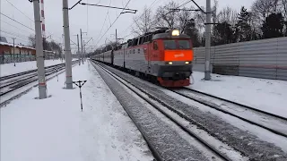 ЧС7-227 с поездом #66 Москва-Тольятти, перегон Перово-Люберцы 1