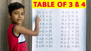 Learn Table of 3 and 4 | Table of 3 | Table of 4 | 3x1=3 Multiplication | RSGauri