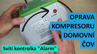 Oprava kompresoru ČOV - červená kontrolka Alarm. Výměna membrán.