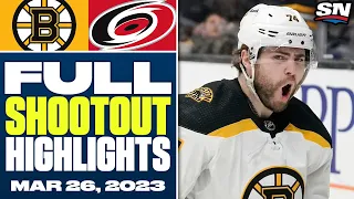 Boston Bruins vs. Carolina Hurricanes | FULL Shootout Highlights - March 26, 2023