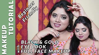 Black and Gold Eye Makeup Look | Full Face Makeup Tutorial | Beginner Friendly Tips & Tricks