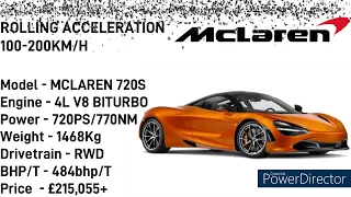 BUGATTI CHIRON SUPER SPORT 1600PS VS MCLAREN 720S 720PS ACCELERATION 100-200KM/H