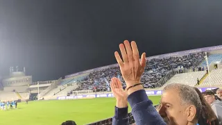 APOEL ultras celebrating their victory against arch-rivals Anorthosis and saluting the players