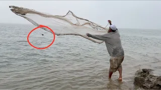 Old Man is Trying to Catch Bird While Fishing || Fishing Skills