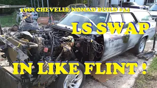 1968 Chevelle Nomad Restoration - Part 34 - LS Swap - Engine and Transmission are now Installed