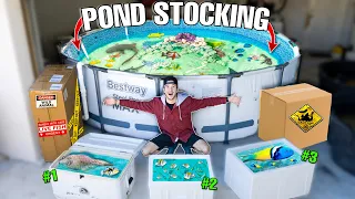 Stocking My SALTWATER POND With Tons Of EXOTIC FISH!