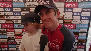 Geraint Thomas reaction after his first Giro d'Italia podium at 37