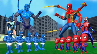 FAMILY IRON SPIDER-MAN VS FAMILY BLUE BEETLE | LIVE ACTION STORY