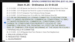 #Atlanta City Council #Zoning Committee Meeting: July 12, 2021 Chair: Amir Farokhi  Committee Mem...