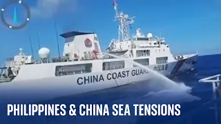 The Philippines accuses China's coastguard of firing water cannon at its vessel