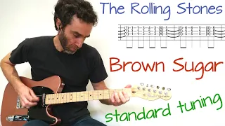 Rolling Stones - Brown Sugar (in standard tuning) - Guitar lesson / tutorial / cover with tab