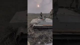 Ukrainian Zu-23-2 armed MT-LB struggles to push through 🇺🇦 |#ukranianarmy #shorts