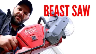 Milwaukee Tool M18 FUEL 9"' Cut Off Saw PUT TO THE TEST! Cutting through concrete and (FULL REVIEW)