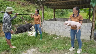 Full Video: Build a Fence Embankment - Use large capacity pump to suck water to catch fish, Off Grid