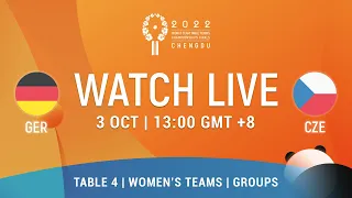 LIVE! | T4 | GER vs CZE | WT Groups | 2022 World Team Championships Finals Chengdu