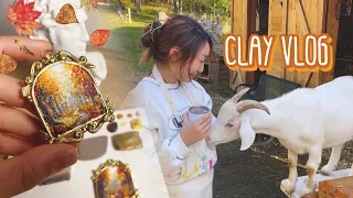 Art Vlog- painting fall landscapes with polymer clay