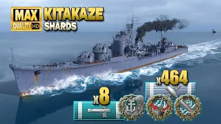 Destroyer Kitakaze fearless fighting on map Shards - World of Warships